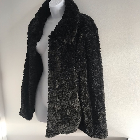 Regal Black Faux Fur Shaggy Plush Winter Fall Coat - Picture 6 of 15